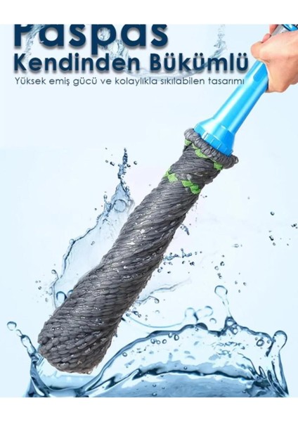 Elite 45 cm Alanı Tek Hamlede Temizleyen Tasarım Harikasıteleskopik Kendinden Sıkmalı Örgülü Twister Mop ( 1 Adet