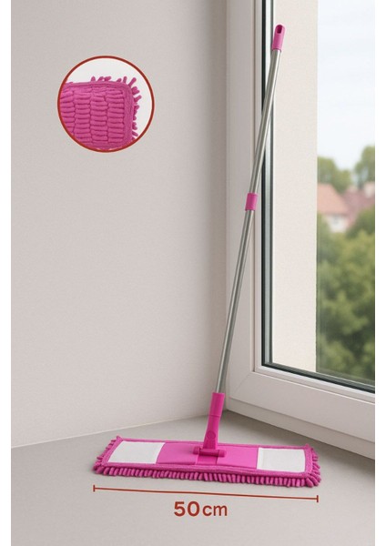 Elite 50 cm Mikrofiber Yassı Makarna Mop, Yer Silme ve Temizlik Aparatı(Saplı Olarak Gönderilecektir) 1 Adet