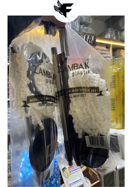 Elite 2 Adet Döner Başlıklı Temizlik Seti : Sap+Başlık+Mikrofiber Paspas 1 Adet