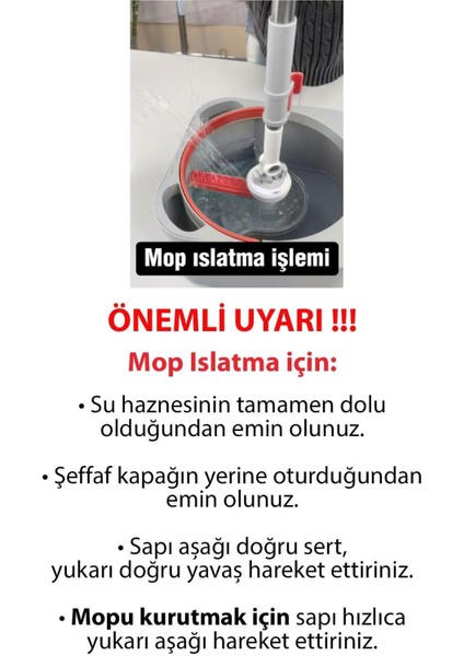 Elite Gri 4 Adet Mikrofiber Mop Temiz & Kirli Suyu Ayırma Özelliği Otomatik Temizlik Seti Paspas 1 Adet