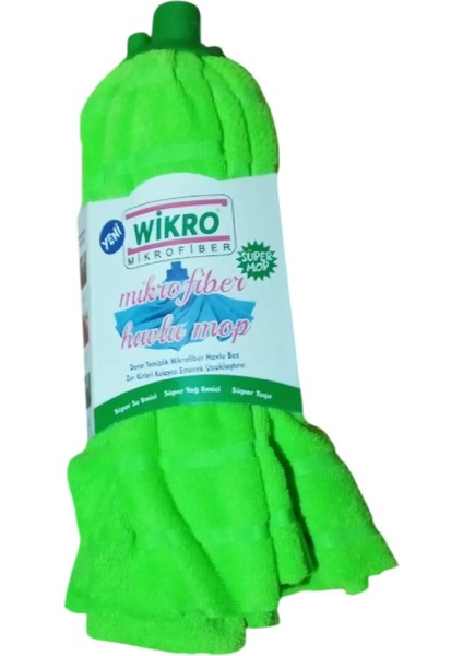 Elite 1 Adet Mop 1 Adet Ahşap Sapı ile Takım Mikrofiber Mop Paspas Yeşil 1 Adet