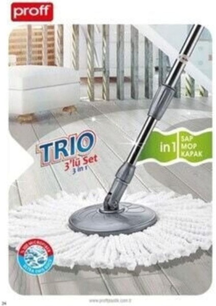 Elite Trio 3'lü Set Vileda Döner Ucu Sap Aparat ve Mop Püskülü Yedek Parçası FMA04764 1 Adet