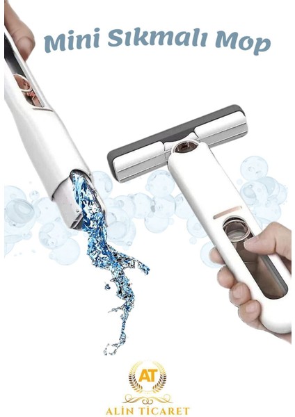 Elite Taşınabilir Mini Mop Kendinden Sıkmalı Mini Temizlik Paspası / Mutfak-Araba-Banyo-Camlarda Kullanım 1 Adet