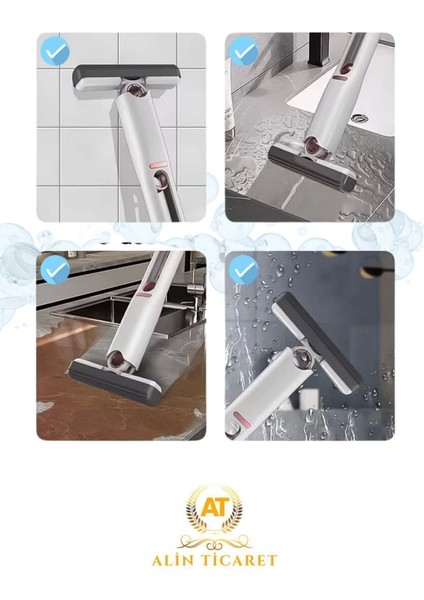Elite Taşınabilir Mini Mop Kendinden Sıkmalı Mini Temizlik Paspası / Mutfak-Araba-Banyo-Camlarda Kullanım 1 Adet