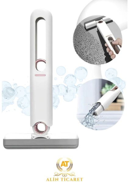 Elite Taşınabilir Mini Mop Kendinden Sıkmalı Mini Temizlik Paspası / Mutfak-Araba-Banyo-Camlarda Kullanım 1 Adet