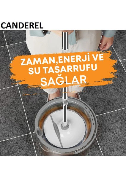 Elite Temiz Kirli Suyu Ayırma Özellikli Mop Seti Paspas Kenarlık Silebilmeli Yuvarlak Mop (1 Bez Hediye) 1 Adet