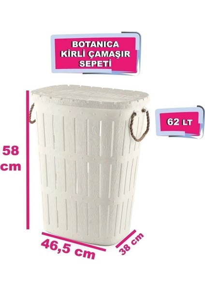 Elite Bambu Halatlı Ahşap Görünümlü Kirli Çamaşır Sepeti 62 Lt - Krem 1 Adet modelleri