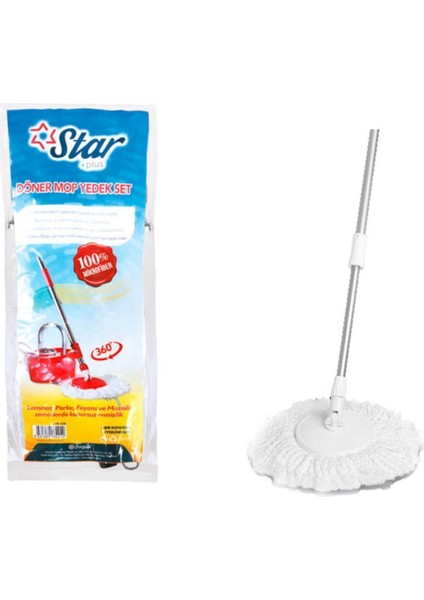 Elite Yeni Ürün Star Plus Döner Mop Yedek Set Yaylı Sağlam Güçlendirilmiş Tüm Temizlik Setlerine Uygun 1 Adet