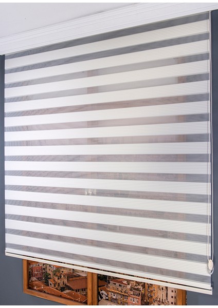 Krem Dar Plise Zebra Perde