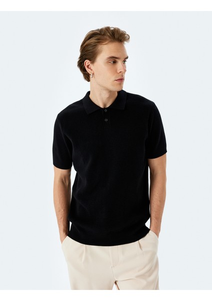 Yeni Sezon Pamuklu Basic Polo V Yaka Kısa Kollu Triko Tişört