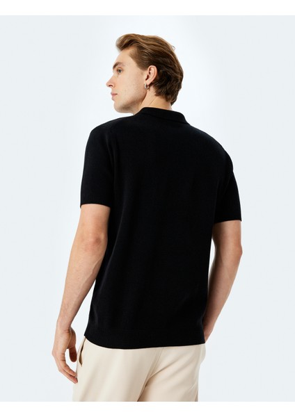Yeni Sezon Pamuklu Basic Polo V Yaka Kısa Kollu Triko Tişört