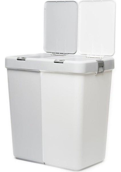 Elite Duo Laundry Çamaşır Sepeti - Gri / Beyaz - 80 Lt 1 Adet