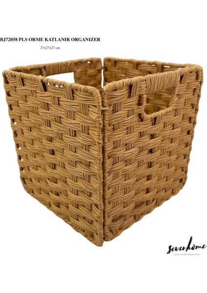 Elite El Yapımı Bambu Rattan Katlanabilir Çamaşır Sepeti 27X27X27 1 Adet