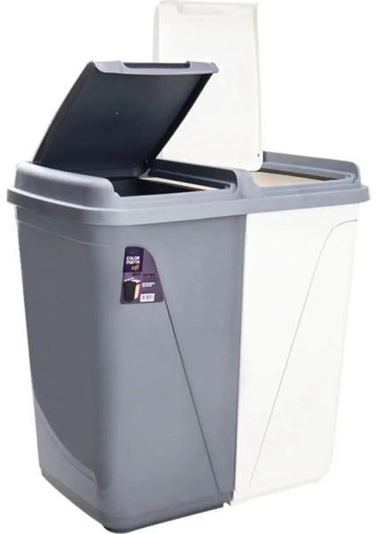 Elite Violet Kirli Çamaşır Sepeti Soft Iki Bölmeli Colormatik 45+45 Lt Gri Beyaz 1 Adet fiyatları