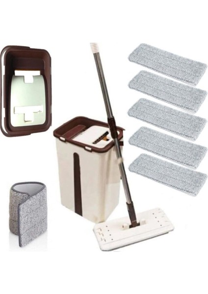 Elite Microfiber Tablet Mop 5 Paspaslı Temizlik Seti 6+6=12 Litre Kova+Metal Sap 5ADET Paspas Fiyata Dahil 1 Adet