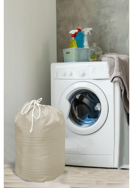 Elite Çamaşır Torbası Astarsız, Kirli Banyo Torbası, Düzenleyici Torba - Krem 1 Adet