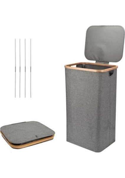 Elite Mien Bambu Kenarlı Kumaş Katlanabilir 100 Lt Çamaşır Sepeti 44X33X70 1 Adet fiyatları