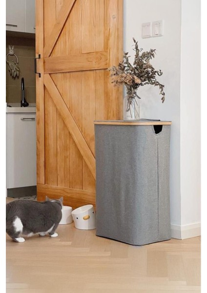 Elite Mien Bambu Kenarlı Kumaş Katlanabilir 100 Lt Çamaşır Sepeti 44X33X70 1 Adet fırsatları