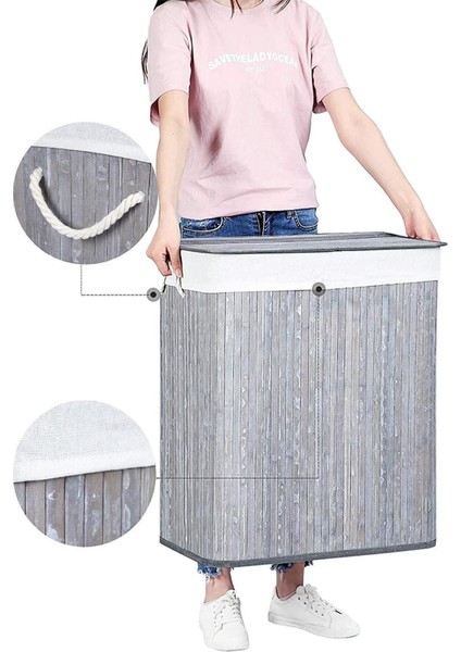 Elite Bambu 2 Bölmeli Kirli Çamaşır Sepeti Dikdörtgen FMA07205 1 Adet fırsatları