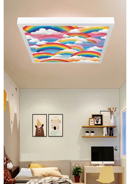 Modern Çocuk Odası LED Lamba, 60WATT Göz Yormayan Işık Gücü, Özel Yapay Zeka Tasarımlı Avize, 60X60 fiyatları