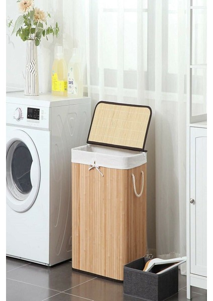 Elite El Yapımı Bambu Katlanabilir Çamaşır Sepeti HMNV33213-SVR 1 Adet