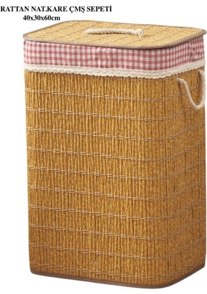 Elite Rattan Katlanabilir Dikdörtgen Çamaşır Sepeti 1 Adet