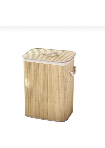 Elite Bambu Kare Katlanabilir Kirli Çamaşır Sepeti Çok Amaçlı Düzenleme Sepeti Ipli Naturel Doğal 1 Adet modelleri