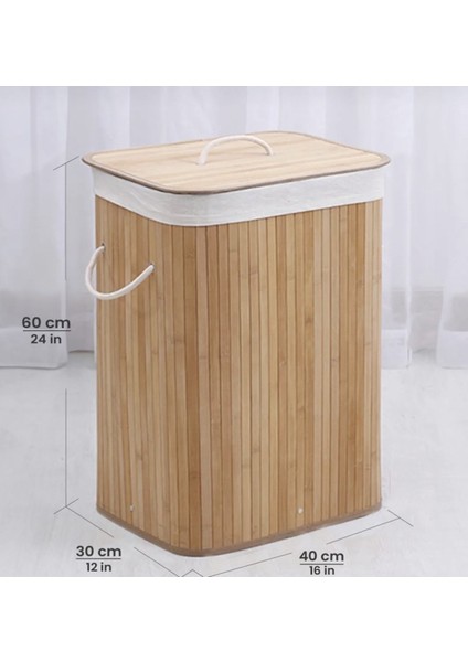Elite Bambu Kare Katlanabilir Kirli Çamaşır Sepeti Çok Amaçlı Düzenleme Sepeti Ipli Naturel Doğal 1 Adet fırsatları