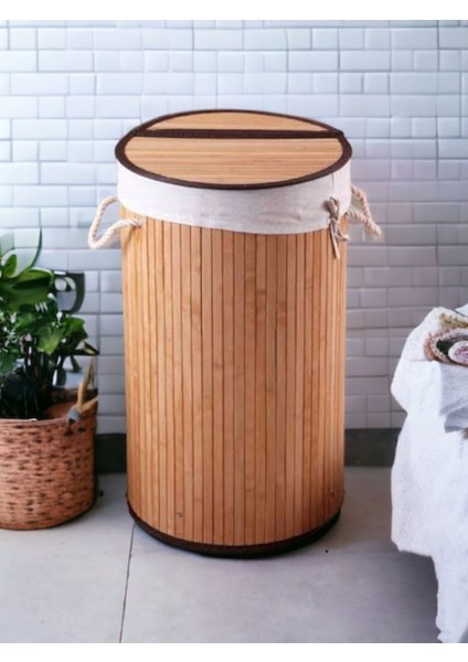 Elite Yuvarlak Bambu Çamaşır Kirli Sepeti 50 L 1 Adet fiyatları