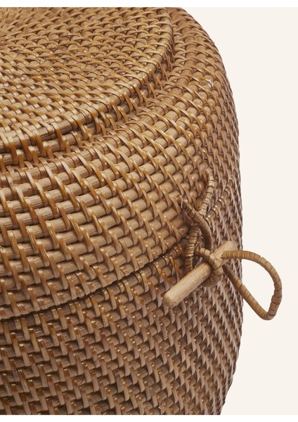 Elite Cıno Depolama Sepeti 8 L, Rattan, Kapaklı, 24 cm Yükseklik, 33 cm Çap 1 Adet
