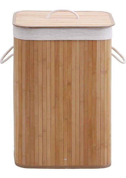 Elite Kapaklı El Yapımı Dekoratif Modern Doğal Ahşap Bambu Banyo Kirli Çamaşır Sepeti 40 x 30 x 60 cm 1 Adet indirimleri