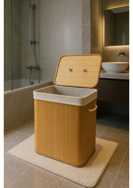 Elite Bambu Çamaşır Sepeti 60X52X32 Büyük Boy 1 Adet