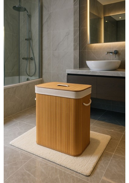 Elite Bambu Çamaşır Sepeti 60X52X32 Büyük Boy 1 Adet