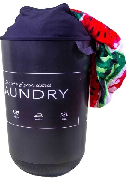 Elite Kese 40 L Black Laundry Desenli Çok Amaçlı Çamaşır ve Oyuncak Sepeti 1 Adet