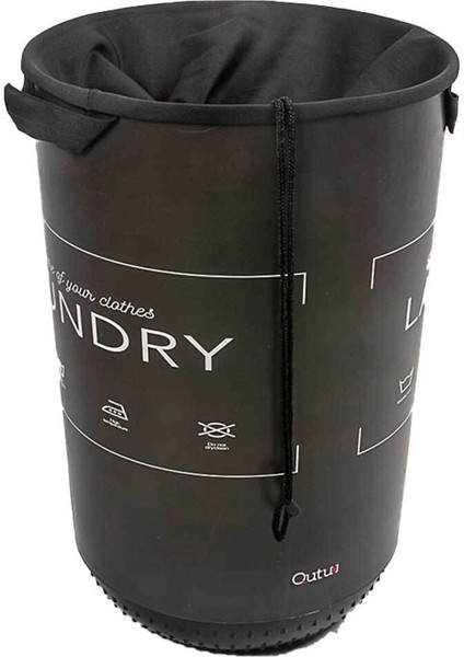 Elite Kese 40 L Black Laundry Desenli Çok Amaçlı Çamaşır ve Oyuncak Sepeti 1 Adet