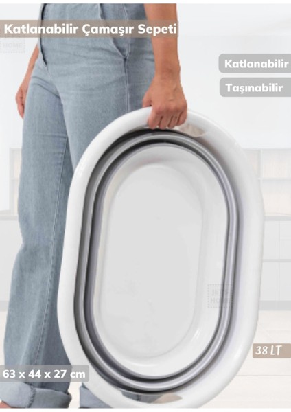 Elite Katlanabilir Çamaşır Sepeti Katlanır Sele Çamaşır Selesi 38 Lt 1 Adet
