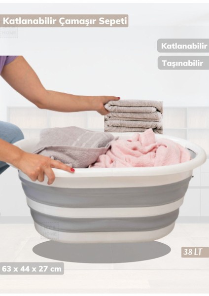 Elite Katlanabilir Çamaşır Sepeti Katlanır Sele Çamaşır Selesi 38 Lt 1 Adet
