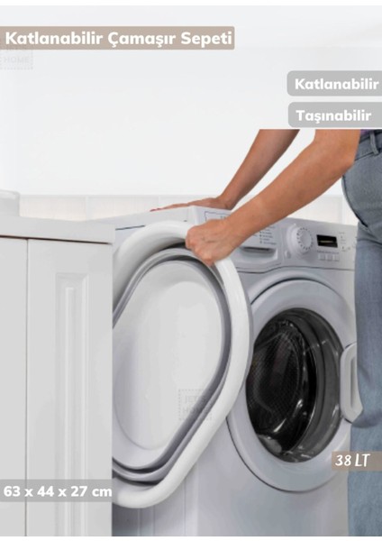 Elite Katlanabilir Çamaşır Sepeti Katlanır Sele Çamaşır Selesi 38 Lt 1 Adet