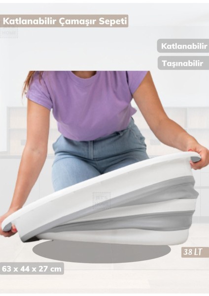 Elite Katlanabilir Çamaşır Sepeti Katlanır Sele Çamaşır Selesi 38 Lt 1 Adet