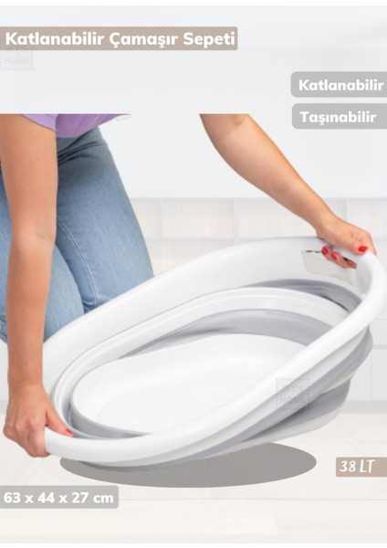 Elite Katlanabilir Çamaşır Sepeti Katlanır Sele Çamaşır Selesi 38 Lt 1 Adet
