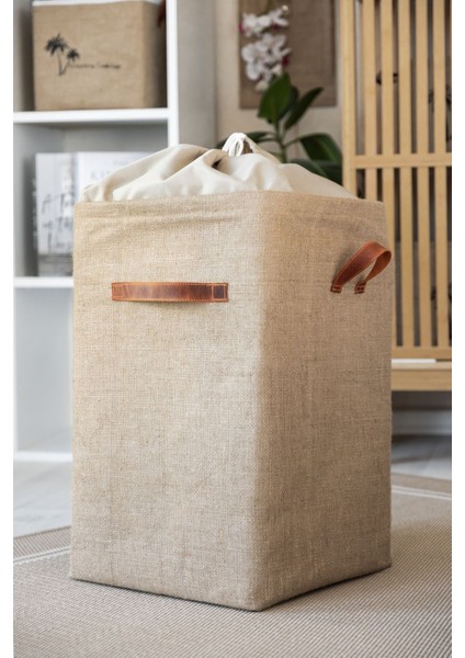 Elite Jüt Çamaşır Sepeti Büzgülü 35X35X55 cm 1 Adet