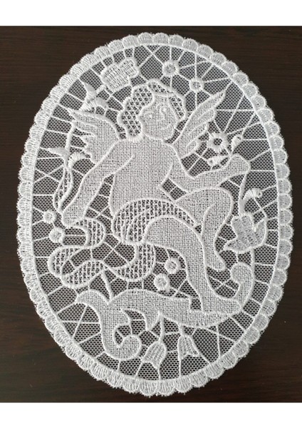 Elite Melek Desenli Gipürlü Melek Desenli Örtüsü - Beyaz Renkli - 17X13CM - 2 Adet 1 Adet