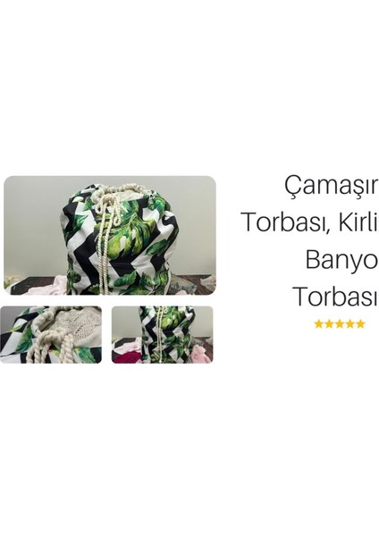 Elite Çamaşır Torbası, Kirli Banyo Torbası, Düzenleyici Torba - Astarlı - Yeşil Yapraklı 1 Adet fiyatları