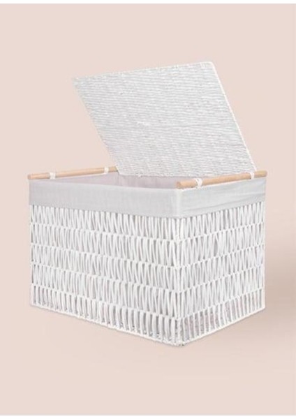 Elite Cesta Hasır Organizer Sepet Beyaz 62X42X42 cm SPT0073 1 Adet