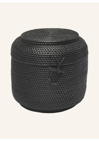 Elite Cıno Depolama Sepeti 8 L, Rattan, Kapaklı, 24 cm Yükseklik, 33 cm Çap 1 Adet
