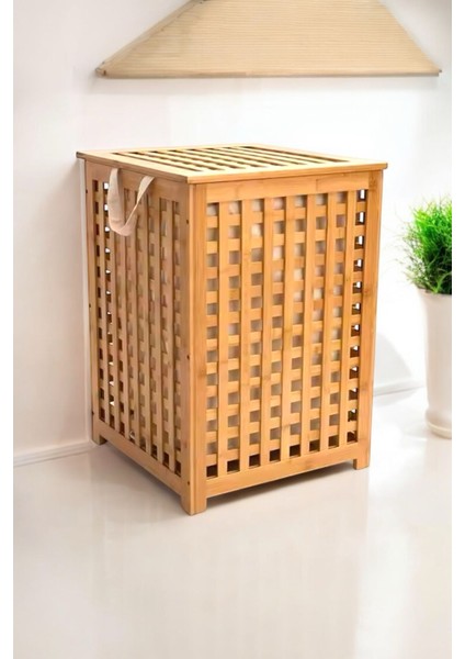 Elite Bambu Kirli Çamaşır Sepeti Oyuncak Sepeti Naturel Banyo Kirli Çamaşır Sepeti 58X40CM 1 Adet fiyatları