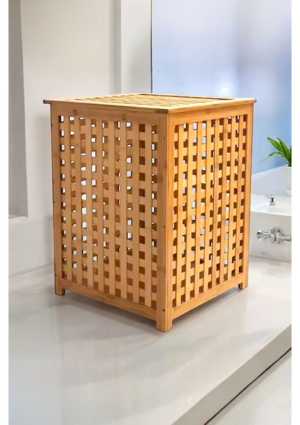 Elite Bambu Kirli Çamaşır Sepeti Oyuncak Sepeti Naturel Banyo Kirli Çamaşır Sepeti 58X40CM 1 Adet modelleri