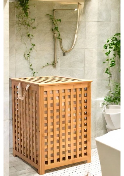 Elite Bambu Kirli Çamaşır Sepeti Oyuncak Sepeti Naturel Banyo Kirli Çamaşır Sepeti 58X40CM 1 Adet fırsatları