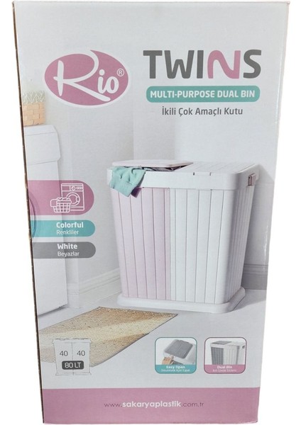 Elite Twins Yeni Nesil Çamaşır Sepeti 2 Bölmeli 1 Adet