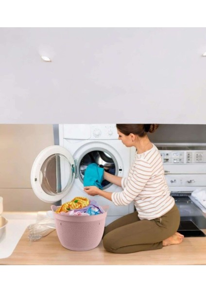 Elite Yuvarlak Çamaşır Sepeti 30 Litre Damla Desen Çamaşır Sepeti 1 Adet